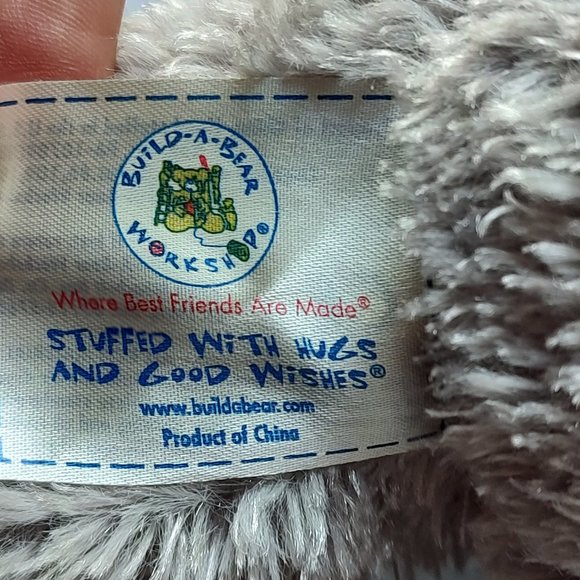 Build A Bear Grey Kitty Cat Stuffed Animal Plush 17" BABW Pink Nose Ear - Picture 6 of 10